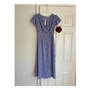 Sienna Sky Light Blue Floral Short Sleeve Chiffon Long Dress